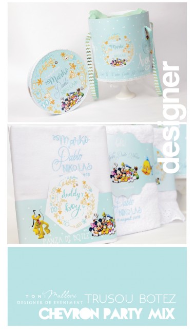 Trusou de botez brodat pentru baieti personaje din desene, Chevron Party Mix 4